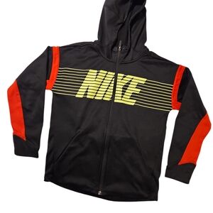 Nike Dri-Fit Full Zip Hoodie Black Red Yellow Logo Men’s Size M Athletic Jacket